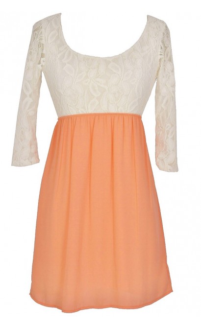 Sweet Caroline Dress in Ivory/Peach